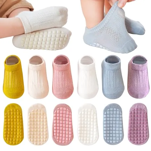 YANWANG Bebé Antideslizante Tobillo Calcetines De Dibujos Animados Lindo Agarre Calcetines Para Bebés Niños Niños Niñas Multicolores 6 Par(M:1-3 años,B3-Multicolor)