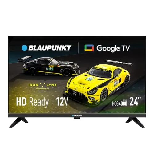 BLAUPUNKT Smart TV 24" HD Ready LED, Compatible con 12 V (Adaptador no Incluido), Google TV, WiFi, Bluetooth 5.0, DVB-T/T2/C/S/S2, HDMI, USB, Chromecast, Negro – 24HCG4000S