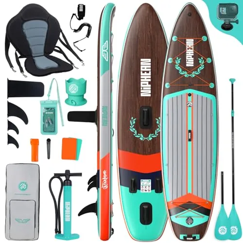 Niphean (Extra Grande) Tabla Paddle Surf Hinchable para 2+1 Personas/Familia, Paddle Surf con (Apto para Principiantes) Aleta Equilibrada, Funda Waterproof, Sup Board para Adultos, Regalo