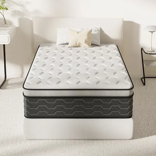 DEWINNER Colchón 105x190 | Altura 27 cm | Colchones Viscoelástico con Muelles Ensacados | 7 Zonas | Firmeza Media | Ideal para Habitaciones Pequeñas y Una Persona | Transpirable | Ergonómico