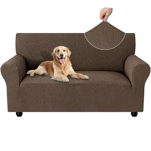 Ystyle Funda Sofa 2 Plazas, Couch Cover Elasticas, Funda para Sofa Antiarañazos Gatos, Forros para Sofas Antideslizante, Protector Sofa Antimanchas Lavable Anti Perros, Marrón