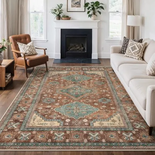 GENIMO Alfombra Lavable Antideslizante para Habitacion 200x290cm,Rojo