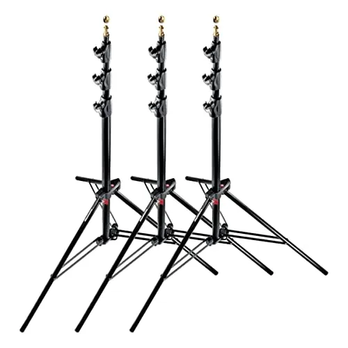 Manfrotto 1004BAC-3 - Soporte de equipos de iluminación fotográfica, pack de 3, negro