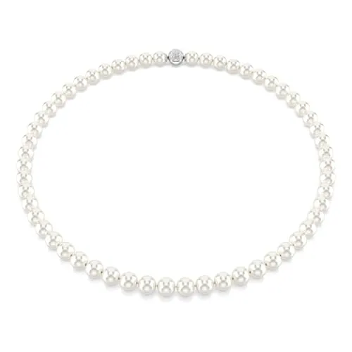 Swarovski Collar Matrix, Perla de cristal, Blanco, Baño de rodio
