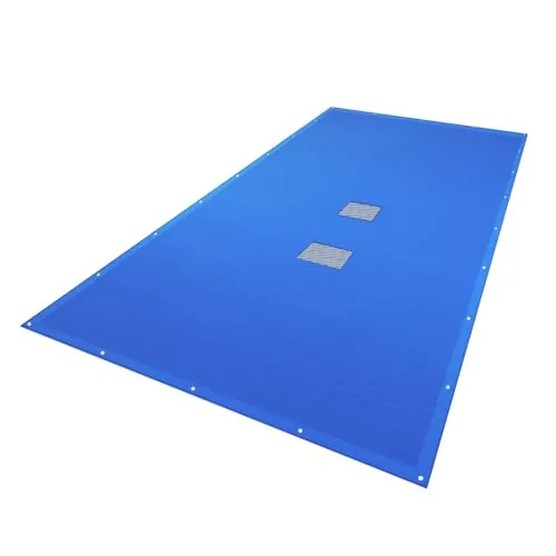 VOUNOT® Lona para Piscina Rectangular 8 x 4 m, Cubierta Protectora PE de 160 g/m² con Red Central de Drenaje, Funda de Piscinas Anti-UV con Ojales Cada 100 cm, Azul-Gris