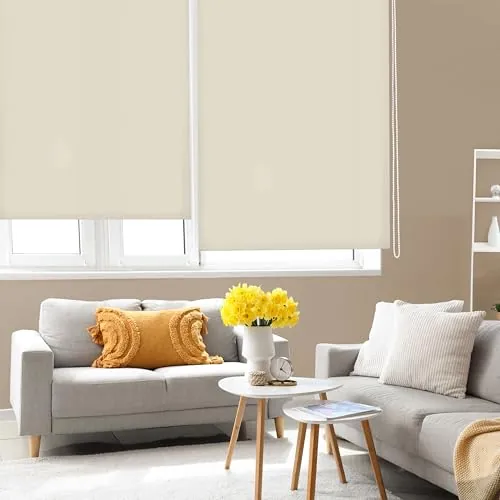 Blindecor Ara | Estor enrollable translúcido liso - Marrón claro, 120 x 250 cm (ancho por alto) | Tamaño de la Tela 117 x 245 cm | Estores para ventanas