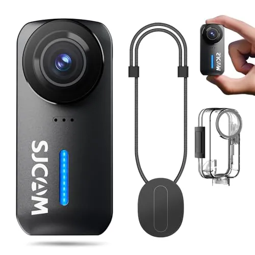 SJCAM C110Plus Cámara Vlogging 4K con Sin Tarjeta,Mini Body CAM Visión de 170°,Grabación de Audio & Vídeo,Estabilización de 6 Ejes,Zoom 8X,30M Impermeable,Cámara Deportiva para Moto,Viajes,Exteriores