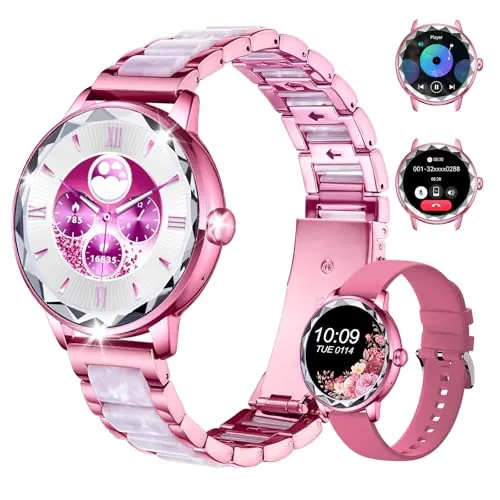 Homailida Smartwatch Mujer, 1.2" Reloj Inteligente Mujer con Llamadas Bluetooth y Whatsapp Notificación, 100+ Deportivos Modos Smart Watch con Monitor Sueño, Smartwatch Impermeable para Android iOS