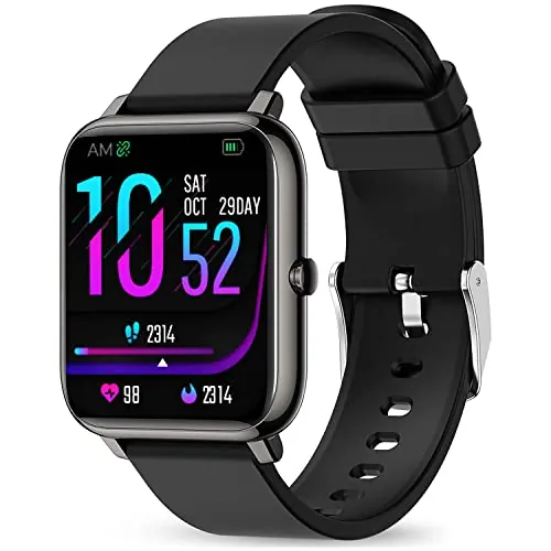 Popglory Smartwatch Recibir Whatsapp y Notificación Llamadas, Reloj Inteligente Mujer Presión Arterial Oxígeno Sanguíneo Ritmo Cardíaco, Pulsera Actividad Hombre Mujer para Android iOS