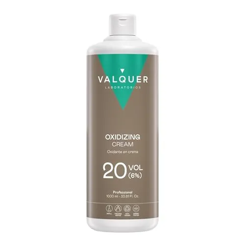VALQUER Agua Oxigenada en Crema Estabilizada 20 Volúmenes 6% | Oxidante para Coloración Capilar Permanente y Decoloración | Vegano con Ingredientes de Origen Natural | Profesional | 1 L