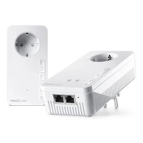 devolo Magic 2 WiFi next Starter Kit, adaptador WLAN Powerline de hasta 2400 Mbit/s, red WLAN, enchufe WLAN, 2 puertos Gigabit LAN, dLAN 2.0, color blanco