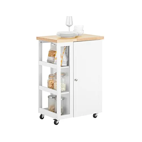 SoBuy Mueble Auxiliar de Cocina, Ruedas y 3 estantes Laterales, 60x40x90cm