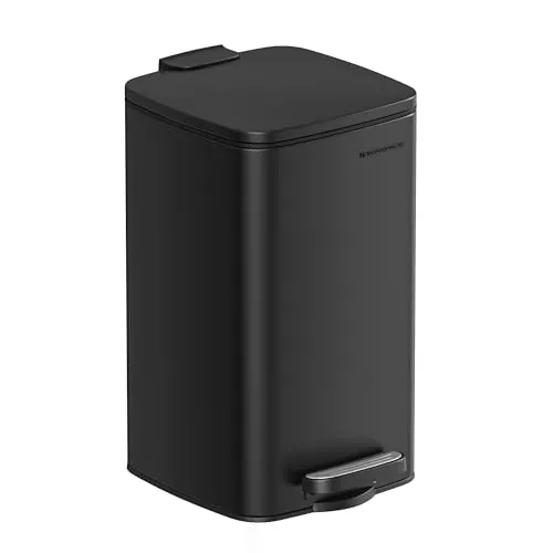 SONGMICS Papelera Baño, 8 L, con Pedal, con Tapa de Cierre Suave, Acero