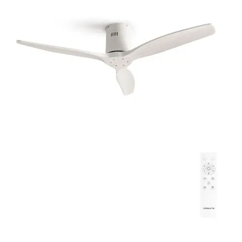CREATE/WINDCALM/Ventilador de techo ABS blanco con mando / 40W, Silencioso, Ø132 cm, 6 velocidades, temporizador, función verano-invierno