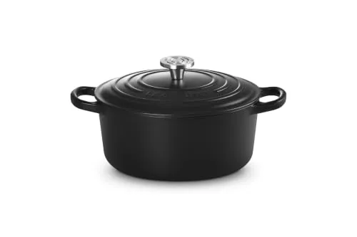 Le Creuset Cocotte redonda de hierro fundido, 22 cm, 3, 3 L, Todas Las Fuentes de Calor incluso inducción, Negro Mate, 21177220000430