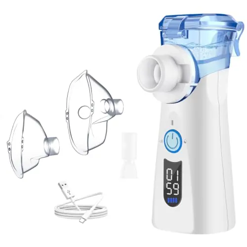 Nebulizador Portátil Recargable con Pantalla LED y 3 Modos Adultos Niños