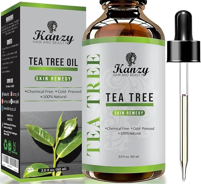 Kanzy Aceite Arbol del Te 60ml Tea Tree Oil Perfecto Tratamiento para Cara, Cuerpo, Piel y Cabello Aceite Esencial Arbol te
