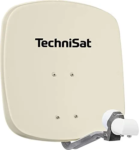 TechniSat DIGIDISH 45 - Antena parabólica para 2 usuarios (Sistema de satélite pequeño de 45 cm - Incl. Soporte Mural, fijación sobre Tubo para Montaje en mástil y LNB Doble Universal) Beige