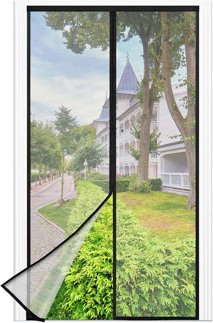 Mosquitera Puerta Magnetica - 90 x 210 CM - Negro, Mosquiteras para Puertas, Cierre Magnético de Arriba a Abajo, Automáticamente,Mantiene el Aire Fresco