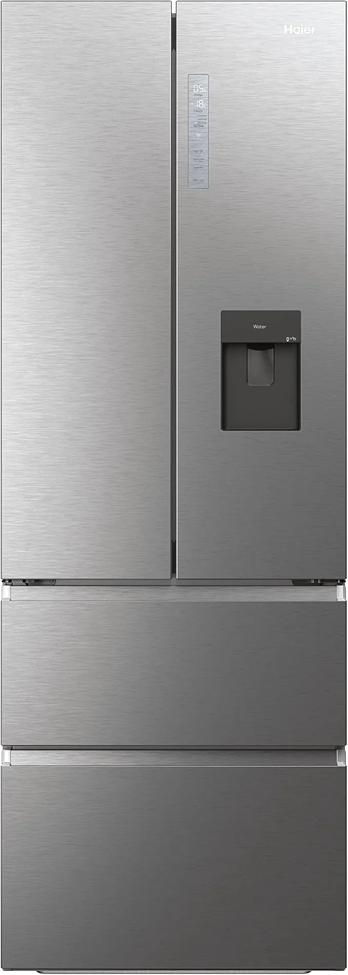 Haier FD 70 Series 7 HFW7720EWMP - Frigorífico con Dispensador de Agua, Conectividad WIFI, Puerta Francesa, Cajones Direct Access, Motor Inverter, Total No Frost, 477L, Ancho 70 cm, Alto 2 m, Inox