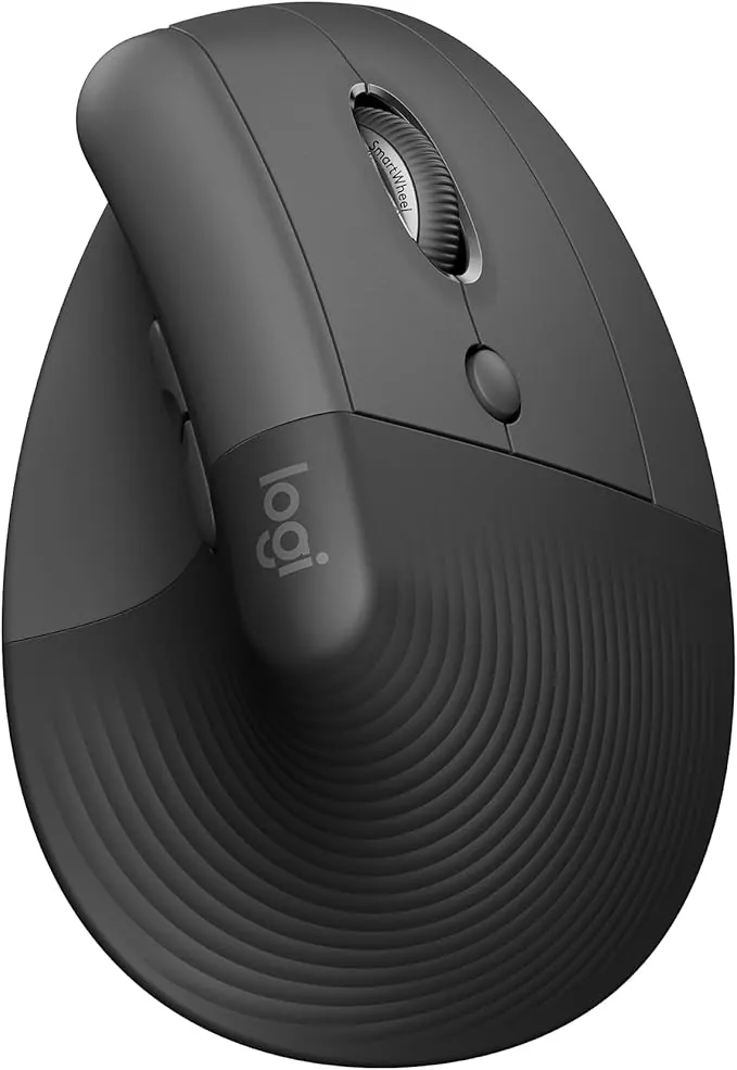 Logitech Lift Ratón Ergonómico Vertical, Inalámbrico, Bluetooth o Receptor Logi Bolt USB, clics Silenciosos, 4 Botones, Compatible con Windows/macOS/iPadOS, portátil, PC - Grafito