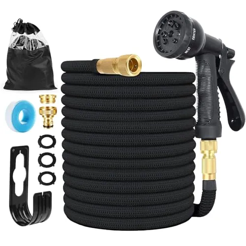 Manguera de Jardin Extensible 7.5M (3x2.5M), Mangueras Jardin con Pistola Rociadora de 8 Funciones Manguera Flexible y Ligera para Lavado de Coche, Jardín, Lavar la Mascota con Bolsa de Almacenamiento