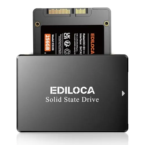 Ediloca ES106 - Disco Duro Interno SSD SATA III de 256 GB 3D TLC NAND Flash de 2.5 Pulgadas, hasta 550 MB/s de Lectura, actualización de Memoria y Almacenamiento de PC o portátil (Negro)