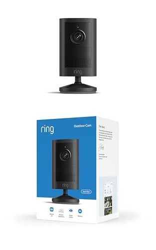 Ring Outdoor Camera 2K, Cámara exterior, Batería (última gen.), Fácil instalación por cuenta propia, Vídeo Retinal 2K de gran angular, Zoom mejorado de hasta 6 aumentos y visión nocturna, Negro