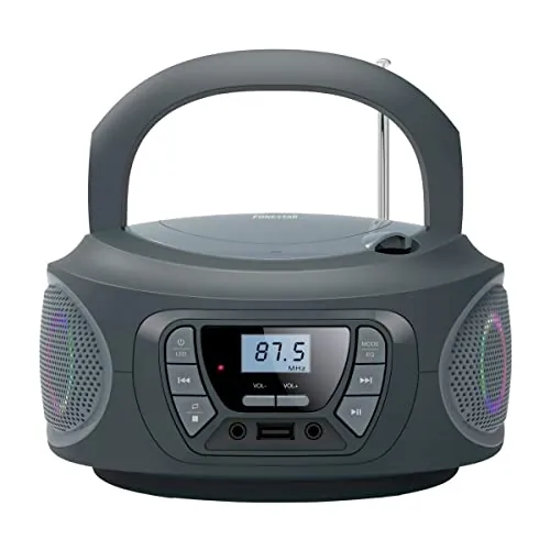 RADIO CD FONESTAR BOOM-ONE-G GRIS 4W RMS BLUETOOTH FM USB/MP3 AUX IN SALIDA AURICULARES EFECTOS LUMINOSOS