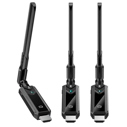 2026 Upgraded Transmisor HDMI Inalámbrico y Receptores, 1313 FEET/400M Transmisión Inalámbrica HDMI, Extensor inalámbrico 5G/1080P transmisión Laptop, cámara a TV, proyector, Monitor (Negro brillante)