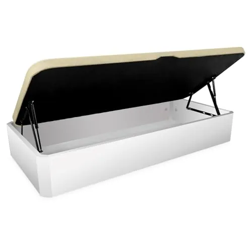 Duérmete Online - Canapé Abatible de Madera Súper Reforzado Gran Capacidad con Apertura Lateral, Transpirable y Resistente, Esquinas Redondeadas, 105 x 200, Blanco