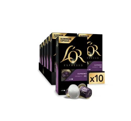 L'OR Espresso Cápsulas de Café Supremo | Intensidad 10 | 100 Cápsulas Compatibles Nespresso (R)