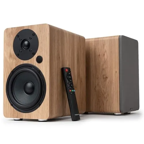 VULKKANO A5 ARC MKII Altavoces Autoamplificados con Woofer de 5.25", Bluetooth 5.0, HDMI ARC, Optica, RCA, USB, con Salida Subwoofer, Altavoces para la TV con Diseño Elegante, Color Marron