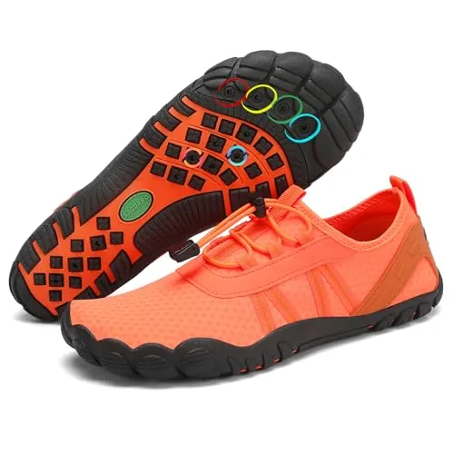 SAGUARO Escarpines Mujer Zapatillas Agua Hombre Secado Rápido Barefoot Zapatos de Agua Antideslizante Escarpines Surf Ligeras Zapatillas Minimalistas para Playa Snorkel Kayak Natación Naranja,Gr.41
