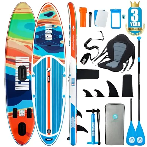 Niphean Tabla Paddle Surf Hinchable para Adultos con Todos los Accesorios, 320cm Paddle Surf Hinchable para Todos los Niveles, Sup Capacidad 200kg para 2 Personas, Stand up Paddle Board con Asiento