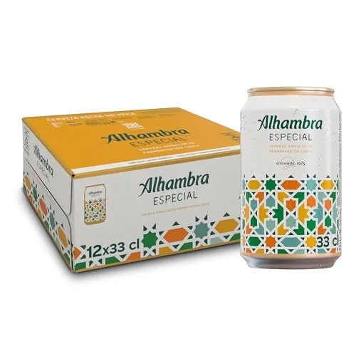 Alhambra Especial, Cerveza Lager Fermentación Lenta, Pack 12 Latas x 33cl