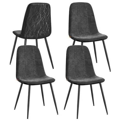 VASAGLE Sillas de Comedor Modernas, Set de 4, Terciopelo y Polipiel