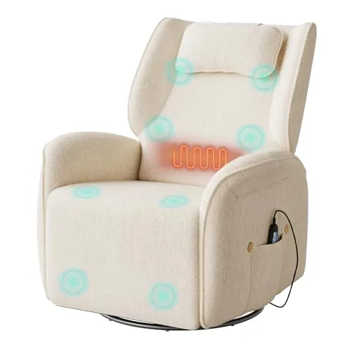 WOLTU Sillón Reclinable, de Masaje con Calefacción en Zona Lumbar, Beige