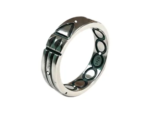 Only faith Anillo Atlante Original en Plata de Ley 925, Geometría Sagrada, Amuleto de Protección, Joyería Artesanal, Tallas 5 a 12 (7)