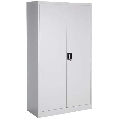tectake® Armario Archivador Metálico de Oficina, 6 Cajones y Barra, Puertas Bloqueables, Acero Calidad, Mueble Oficina, Candado Seguridad, Armario Almacenaje, Estanterías Metálicas - 180x90x40cm Gris