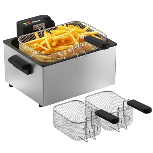 Tristar Freidora de Acero Inoxidable, Capacidad 5 L, 3000 W, Termostato Ajustable, Cesta Extraíble, Uso Semiprofesional, FR-9330