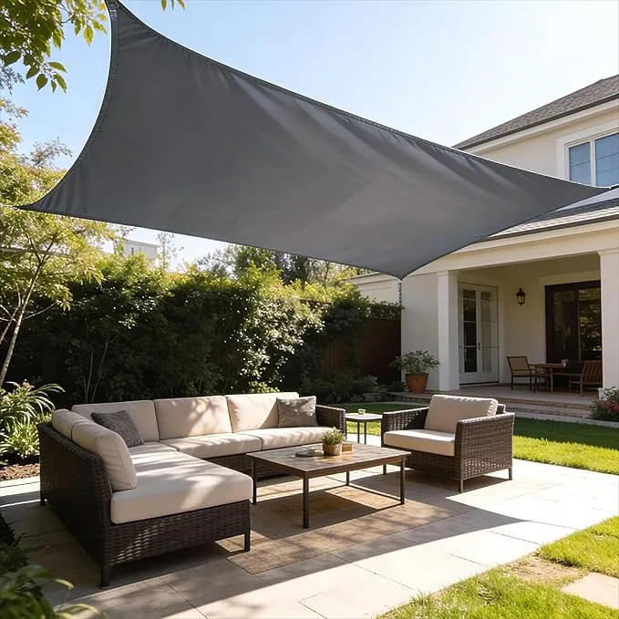 HAIKUS Toldo Vela de Sombra Impermeable Rectangular 3x4m Protección UV PES, Toldos para Patio Exterior Jardín Terraza - Gris