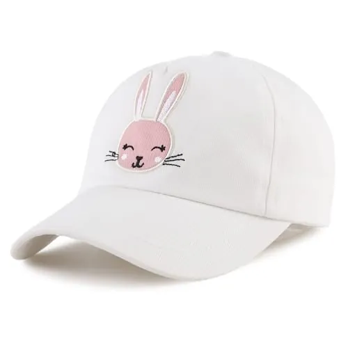 XIAOHAWANG Gorro de algodón para niños Sombrero de Conejo de Oso Bordado para Bebé Niña Niño Sombreros de Sol 6 Meses-10 años (Blanco Conejo, 2-5 años)