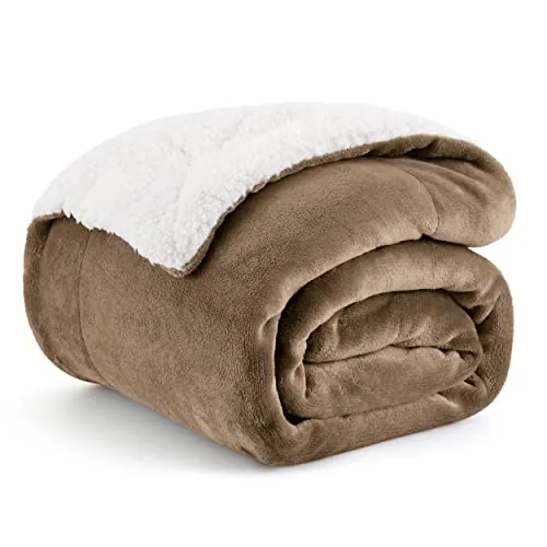 Bedsure Manta Sofá Polar Invierno - Sherpa, Camello, 150x200 cm | Mantas para Cama, Mantas Grande Suave y Cálida para Sofá, Manta Borrego Polar Reversible de Franela y Borreguito, Acogedor