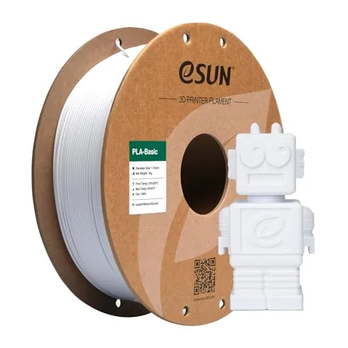 eSUN - Filamento PLA de 0.069 pulgadas, precisión dimensional básica +/- 0.05 mm, carrete de 2.2 libras, filamento rápido para impresoras 3D, color blanco frío