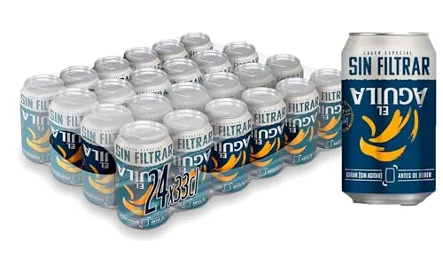 El Aguila Sin Filtrar Cerveza Lager Especial Pack Lata, 24 x 33cl