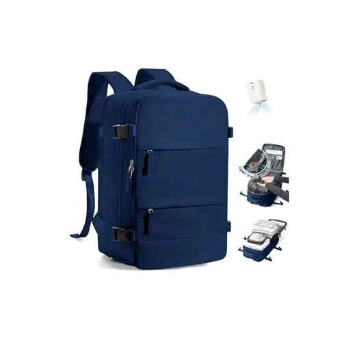 SZLX Mochila de Vacío con Bomba, Mochila Viaje Cabina Avion 40x30x20 Mujer Ryanair Equipaje de Mano 40x30x20 Vueling Wizzair, Ryanair Mochila De Viaje Tamaño Cabina Impermeable Hombres