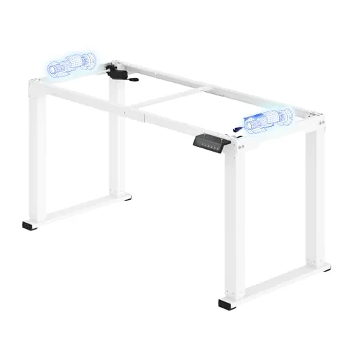 FLEXISPOT Escritorio Elevable Eléctrico con 2 Motores y 4 Patas, Altura Regulable 71,5–118,5 cm, con Memoria y Sistema Anticolisión, Soporta 120 kg, Ideal para Oficina, Teletrabajo y Hogar, Blanco