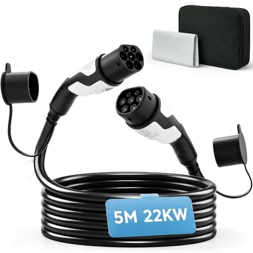 HOMCOM Cable de Carga Coche Eléctrico 22kW 5m 32A Modo 3 Trifásico con IP65