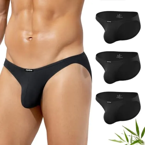 Arjen Kroos Slips Hombre Bambú Transpirable Talle Bajo Bolsillo 3D Pack 3